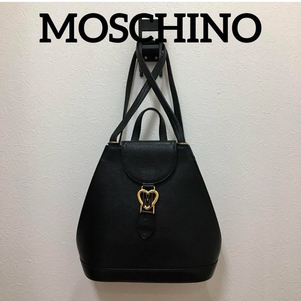 Vintage Moschino Black Leather‎ Backpack - LIKE NEW!!